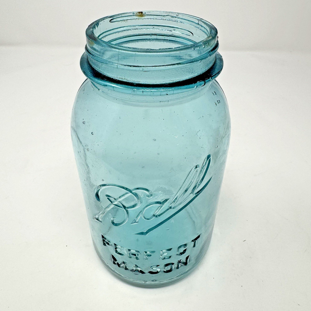 Ball "Perfect Mason" Quart Zinc Top w/Porcelain Liner 1910-1923 #4 Light Blue - Picture 16 of 16